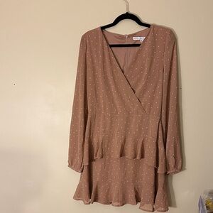 HYFVE Tan Polka Dot Long Sleeve Dress